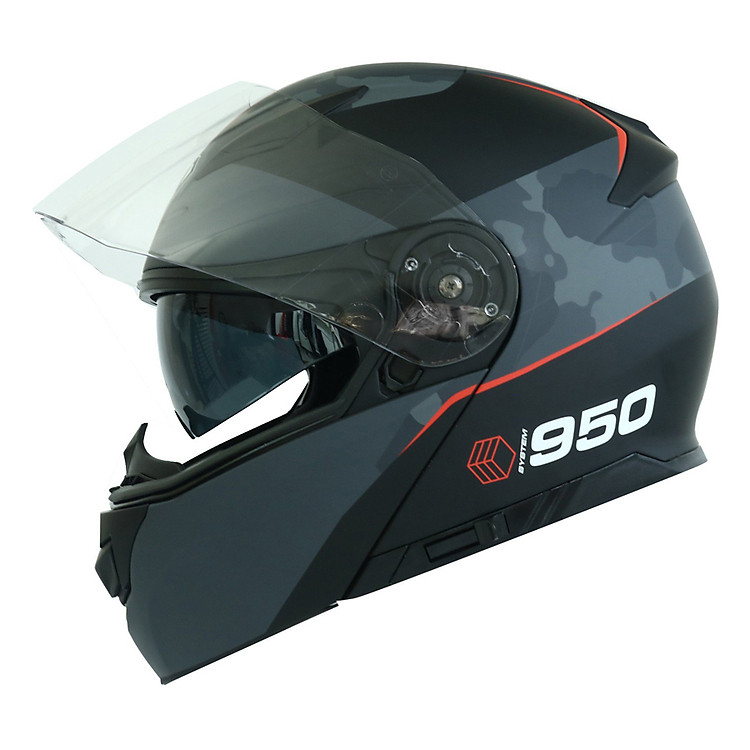 Mũ Bảo Hiểm Lật Hàm Yohe 950 Màu Đen Xám