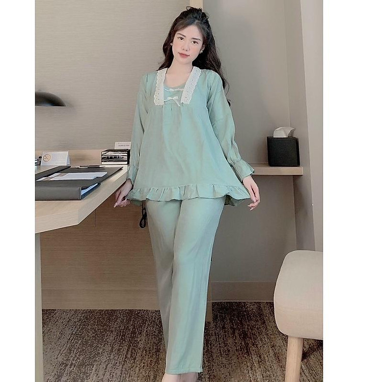 Bộ đồ bầu - bộ sau sinh DÀI TAY đẹp giá rẻ cho mẹ bầu và sau sinh ở cữ, chất ĐŨI, có khóa ti tiện lợi