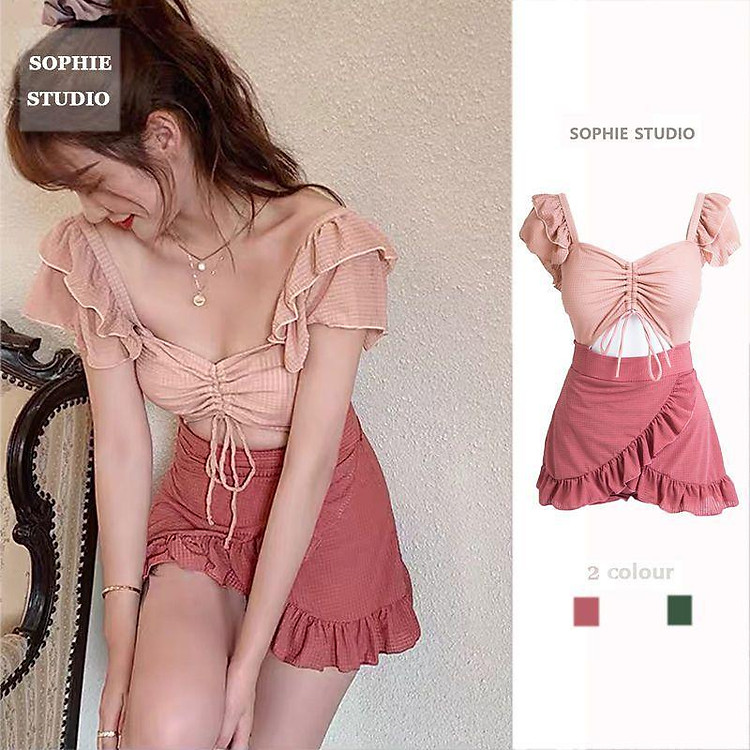 Bikini Đồ Bơi Nữ Dạng Váy Đẹp Áo Tắm Đi Biển 1 Mảnh "Hot"