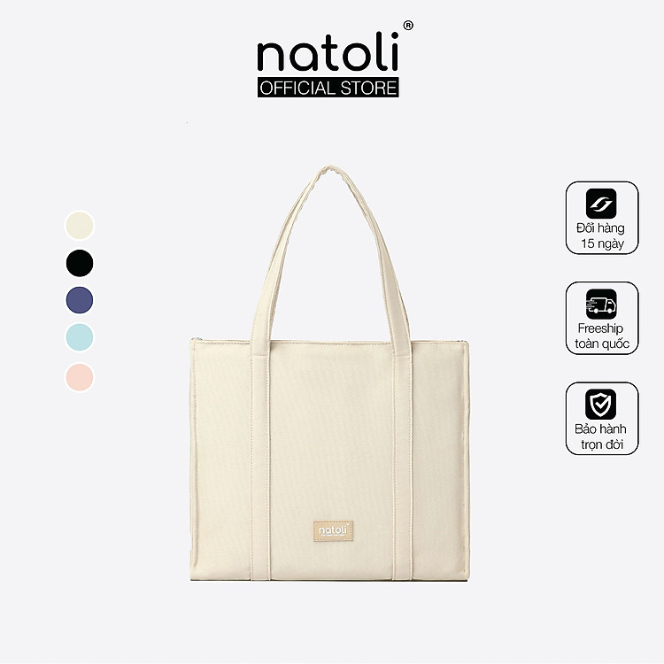 Túi tote nữ có khóa kéo Thương hiệu NATOLI, đựng laptop, đeo vai cao cấp BST Elegant Shockproof Tote Bag T17
