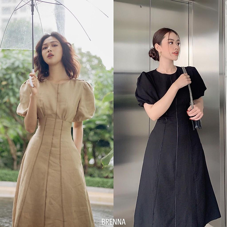 Váy maxi thiết kế - Đầm maxi tay phồng vintage Brenna dress - Đầm dự tiệc thiết kế