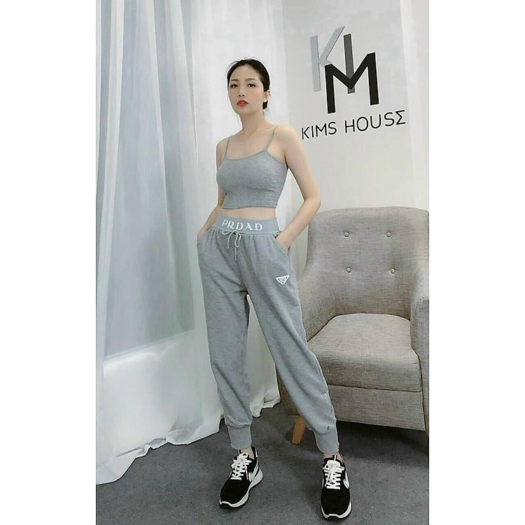 QUẦN JOGGER NỈ DA CÁ ĐEN VÀ XÁM CHO NỮ