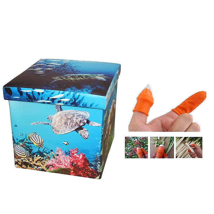 Ghế hộp da ,mặt ghế sofa cao cấp, chống thấm, chứa đồ, gấp gọn cỡ lớn - Tặng bộ DỤNG CỤ BẤM NHẶT RAU,HÁI CỦ QUẢ