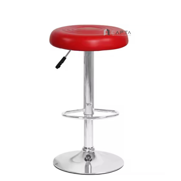 Ghế bar nệm tròn không tựa CB2256-P Nội thất Capta Ghế quầy bar nệm pvc chân thép mạ chrome tăng giảm tại hcm