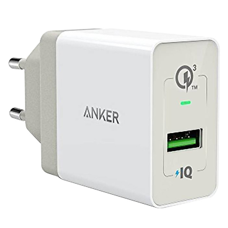 Adapter Sạc 1 Cổng Anker PowerPort+ 18W Tích Hợp PowerIQ Hỗ Trợ Sạc Nhanh QC 3.0 - A2013 - Hàng Chính Hãng