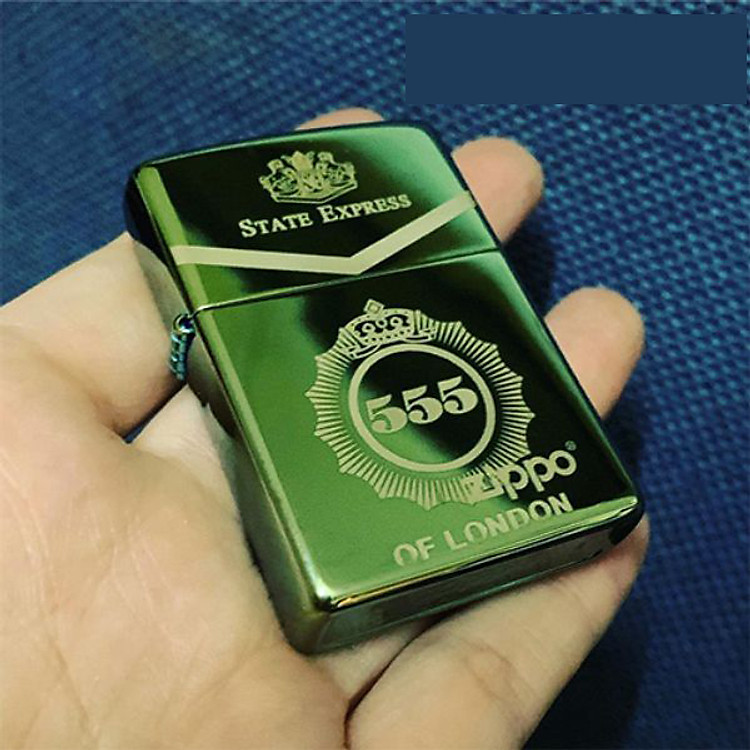 Bật Lửa ZIPPO XANH CHAMELEON LOGO KHẮC THUỐC LÁ 555 – ZIPPO 28129ZL.555