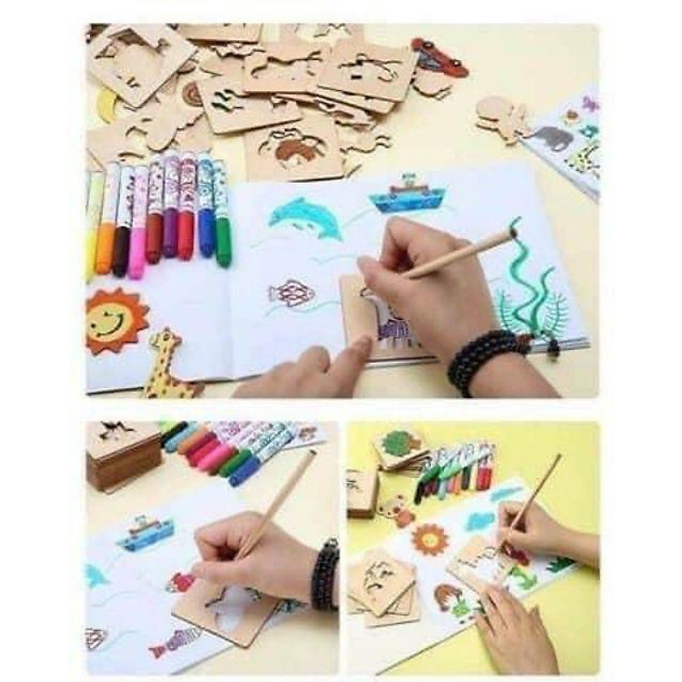 Bộ khuôn vẽ gỗ thông minh cho bé Chính hãng Ưu đãi - Hình ảnh 2