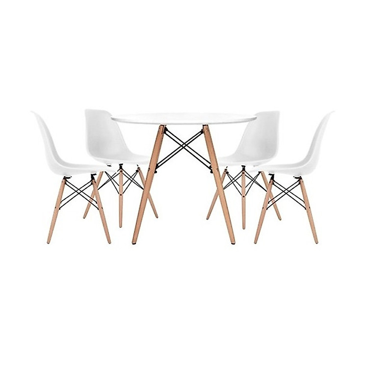 Bộ Bàn Tròn Trắng 4 Ghế Eames TH01