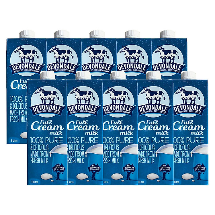 Thùng 10 Hộp Sữa Nguyên Kem Devondale Fullcream (1L/Hộp)