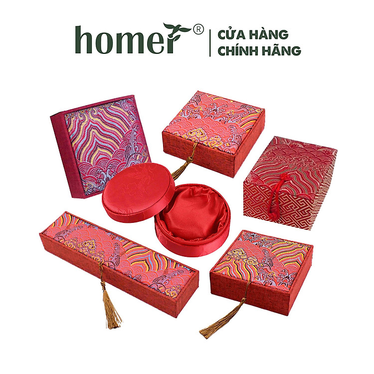 Hộp Gấm Thêu Đựng Trang Sức Vòng Tay Cổ Xưa
