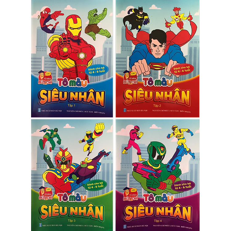 Tô màu siêu nhân tập 1,2,3,4 - bộ 4 cuốn