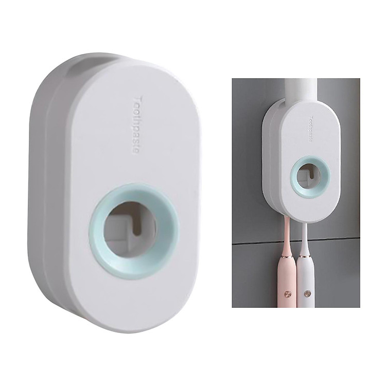 Automatic Toothpaste Dispenser Squeezer Toothbrush Holder White