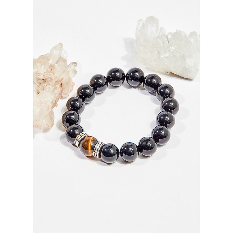 Vòng tay phong thủy đá obsidian charm tài lộc 10mm mệnh thủy , mộc - Ngọc Quý Gemstones