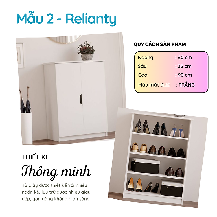 Tủ đựng giày phong cách hiện đại thương hiệu SMLIFE (nhiều mẫu, có thể đổi size và màu sắc)