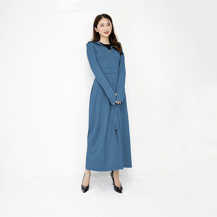 Áo khoác chống nắng nữ toàn thân 2 lớp cao cấp mũ trùm đầu tay xỏ ngón