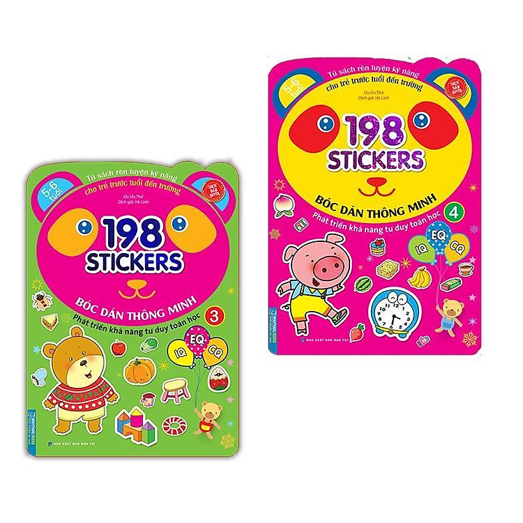 Sách - Bóc Dán Hình Thông Minh IQ EQ CQ Cho Bé 5 - 6 Tuổi - 198 Sticker - Quyển 3 + 4 - Combo 2 Cuốn - Minh Thắng