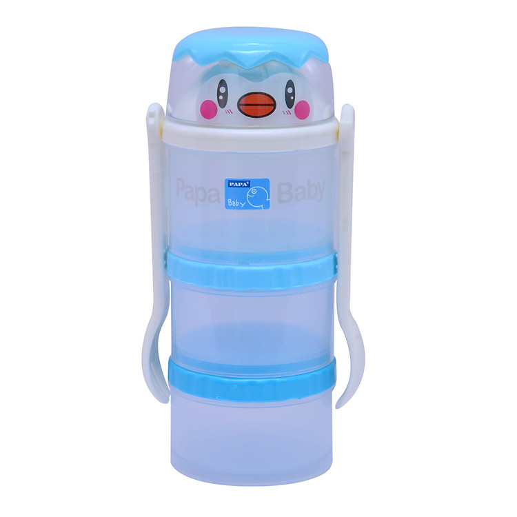 Hộp Đựng Đồ Ăn 3 Ngăn Kèm Muỗng Nĩa Cho Bé CEQ111 PAPA - Thái Lan.