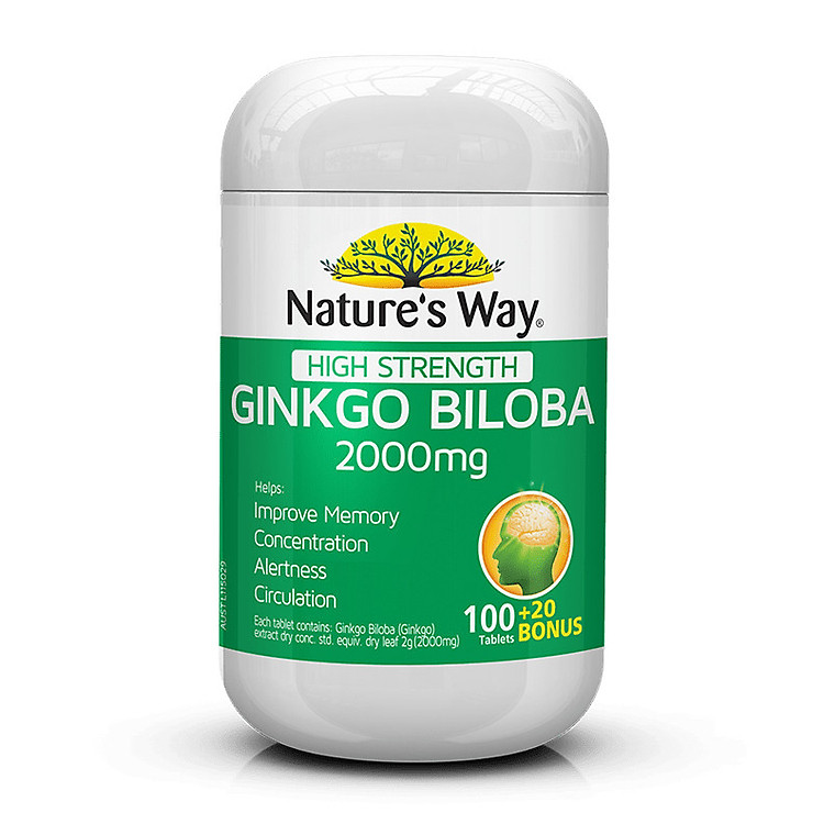 Nature's Way High Trength Ginkgo Biloba 2000mg - Viên uống bổ não tăng cường trí nhớ