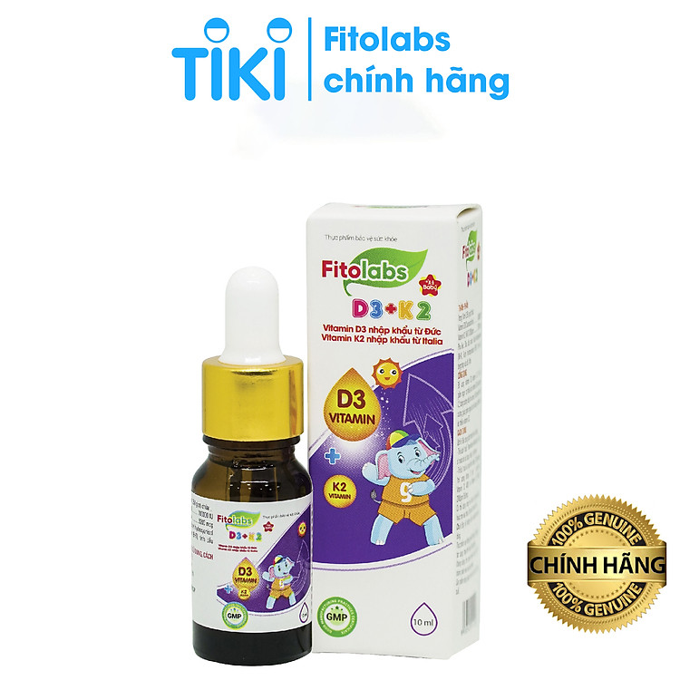 Fitolabs D3 - K2 dạng nhỏ giọt, bổ sung vitamin D3 K2 giúp bé tăng chiều cao