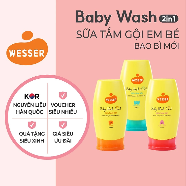 Sữa tắm gội Wesser 2 in 1 200ml Chính hãng Ưu đãi - Hình ảnh 3
