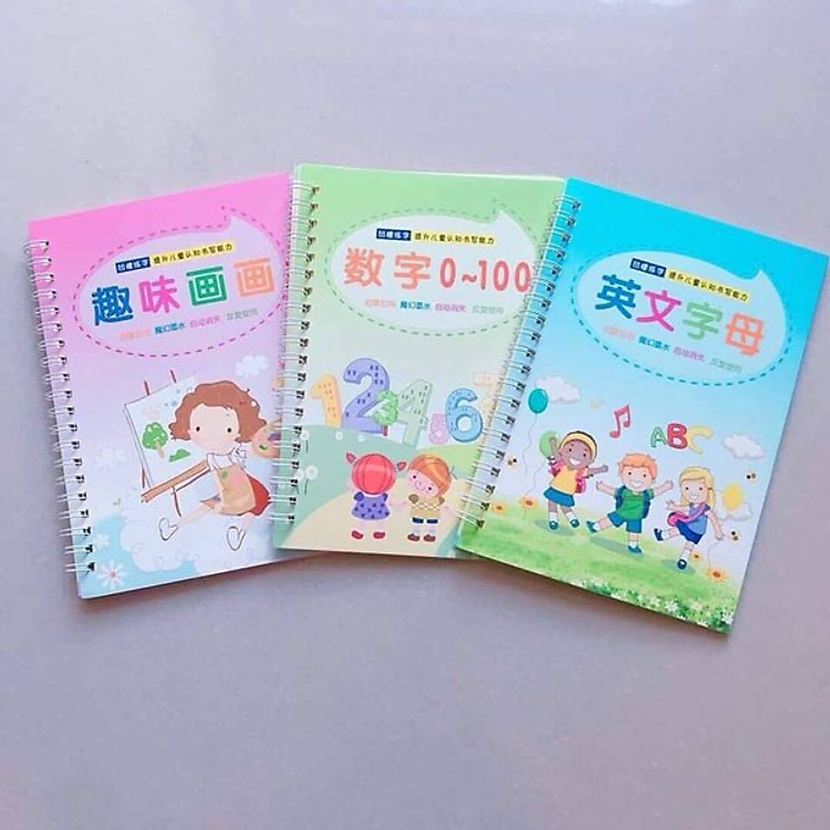 Bộ 3 vở tập tô tập viết tự xóa kèm 3 bút cho bé