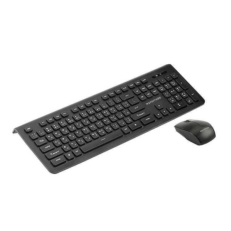 Combo Chuột Và Bàn Phím Không Dây Promate ProCombo - 1 Full-Size Multimedia - Đen - Hàng Chính Hãng