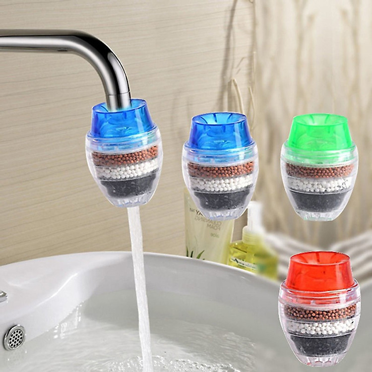 Đầu Vòi Lọc Sạch Nước Than Hoạt Tính Màu Ngẫu Nhiên (Tặng 1 Miếng Rửa Chén Silicon Màu Ngẫu Nhiên)