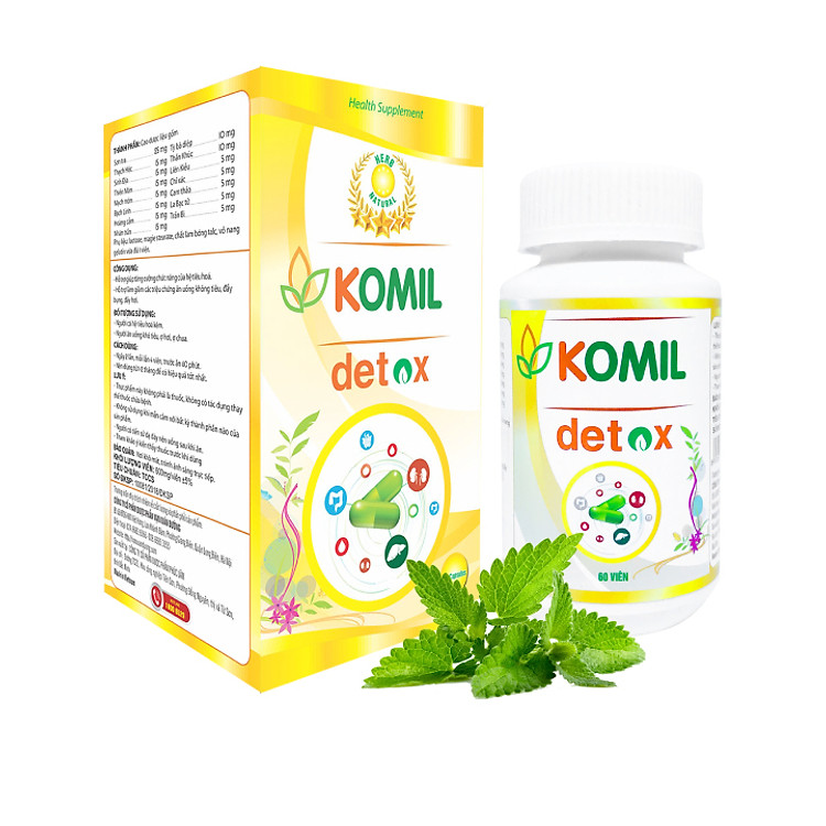 Viên Uống Ngăn Ngừa Hôi Miệng Do Trào Ngược Dạ Dày Komil Detox Lọ 60 Viên