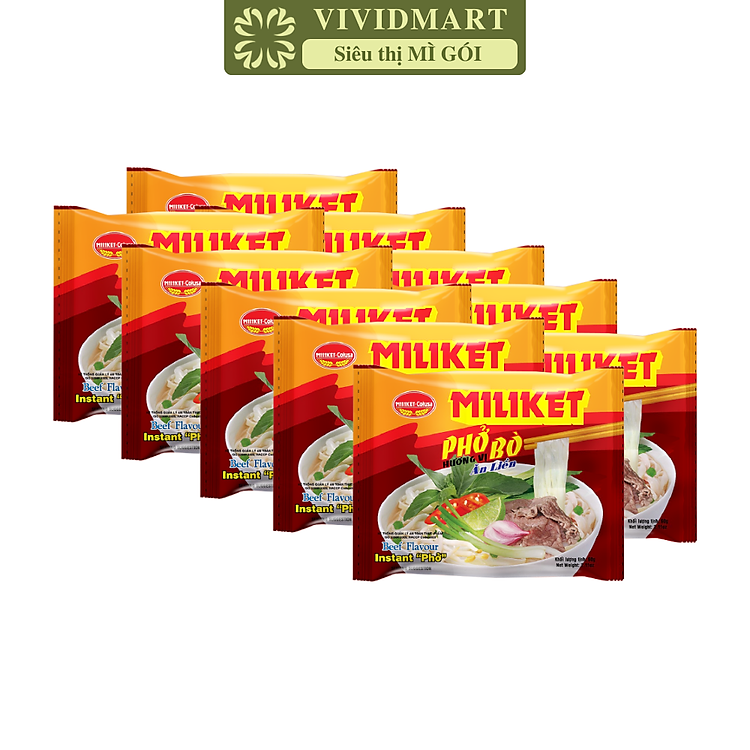 COLUSA - Phở Bò Miliket, Phở Miliket bò, Phở bò gói Miliket, Phở bò ăn liền, Phở vị bò Miliket (60g/gói)