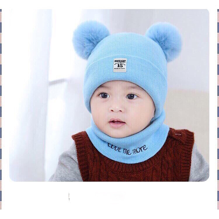 Mũ len cho bé sơ sinh kèm khăn