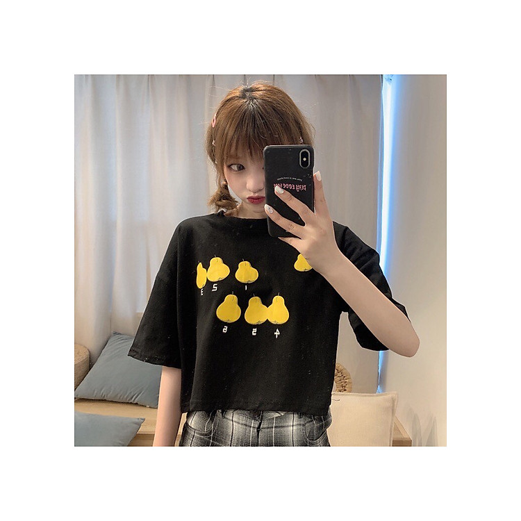 Áo croptop nữ họa tiết quả lê