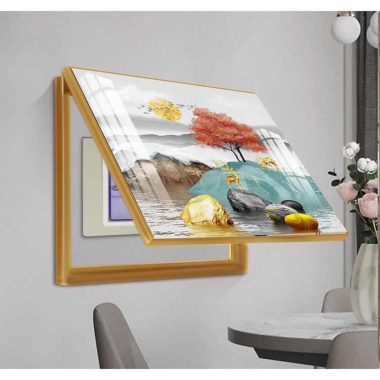 Tranh Che Ổ Điện Nhiều Mẫu Hoa Hiện Đại Phù Hợp với Phòng Khách, Nhà Hàng, Văn Phòng