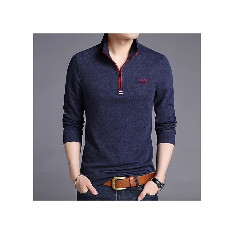 Áo thun nam cá sấu tay dài dây kéo SITAKI ATD06