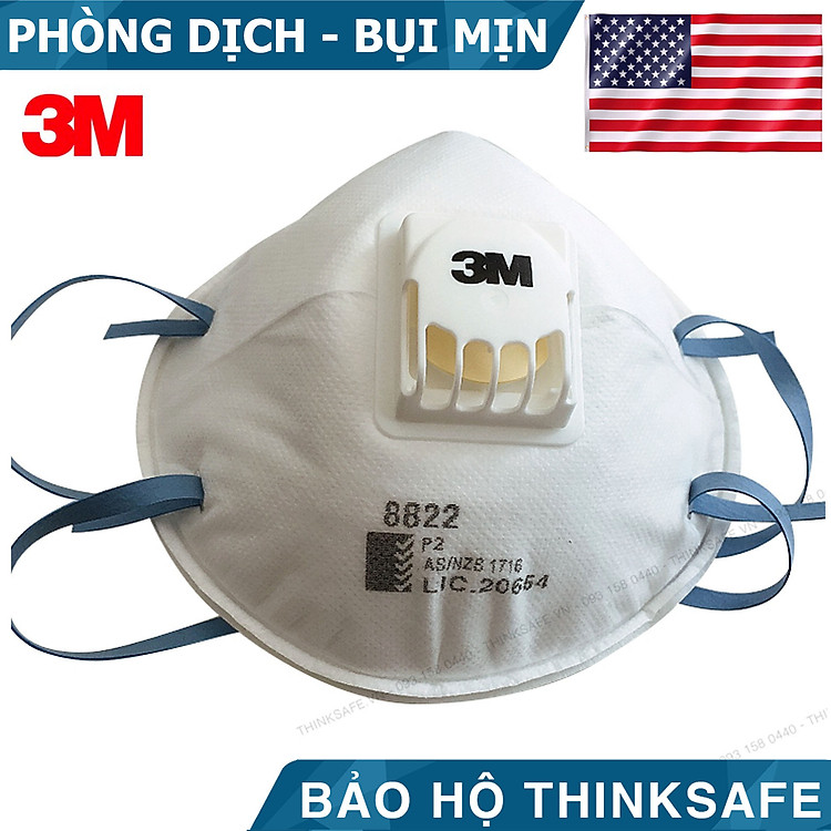 Khẩu trang 3M 8822 khẩu trang lọc bụi mịn bảo vệ hô hấp, thích hợp sử dụng trong môi trường ô nhiễm