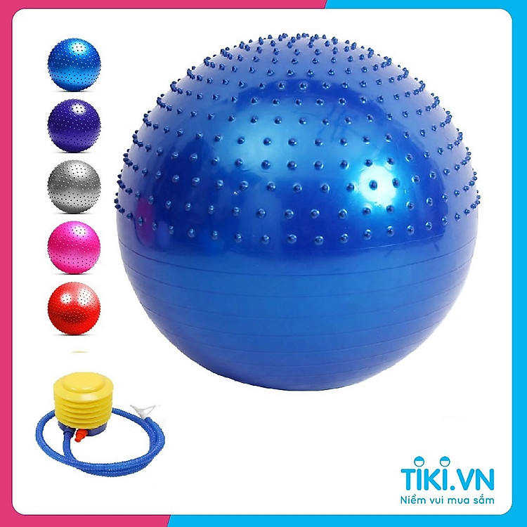 Bóng tập Yoga Nửa Gai + Nửa Trơn 3D -65cm Cao Cấp 1200Gram – Tặng kèm bơm( Hàng Cao Cấp Chính hãng)