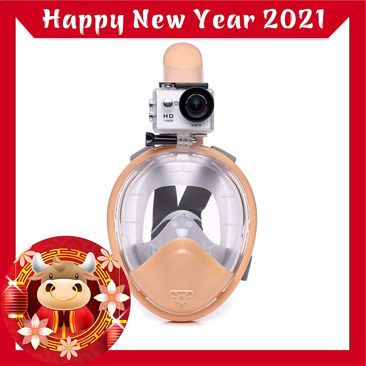 Mặt nạ lặn biển full face kèm ống thở thenice KF1 -cho trẻ em Màu Cam