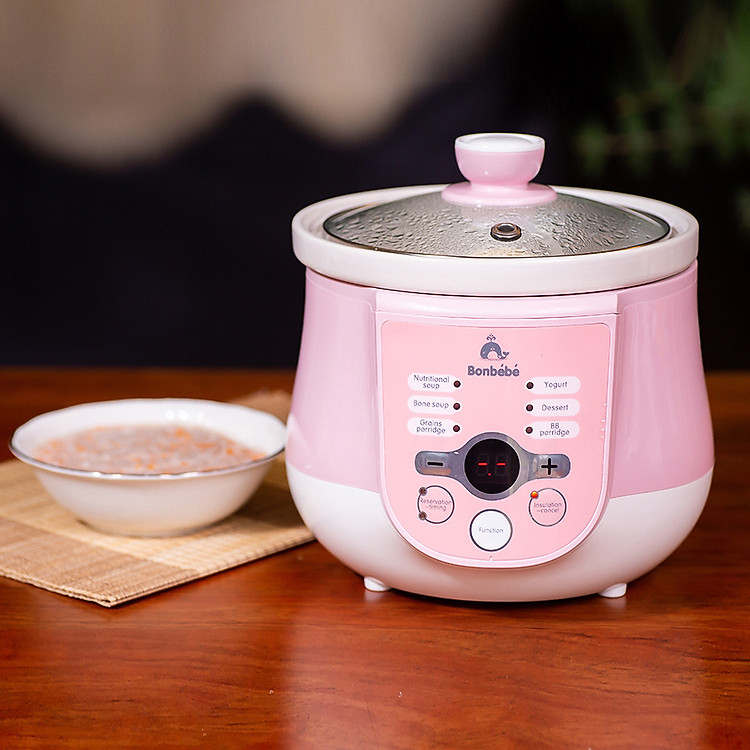 NỒI NẤU CHẬM ĐA CHỨC NĂNG BONBEBE (Hồng) - HÀNG CHÍNH HÃNG