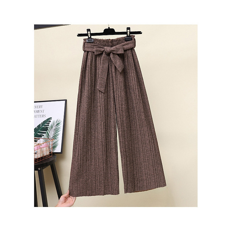 Quần ống rộng có đai nơ vải dạ mỏng Free size chất liệu cao cấp (QN20)