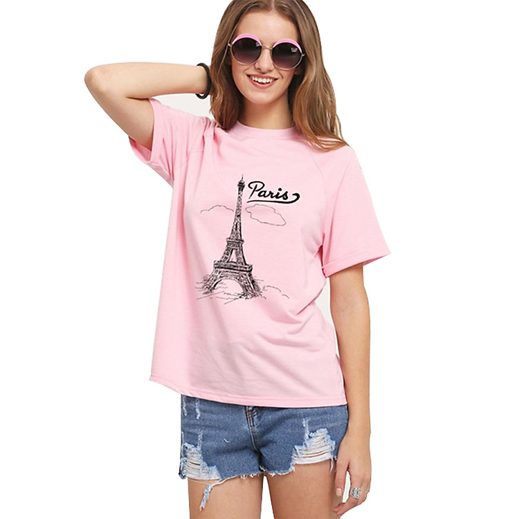 Áo thun nữ paris mây hồng d639 thương hiệu T&d