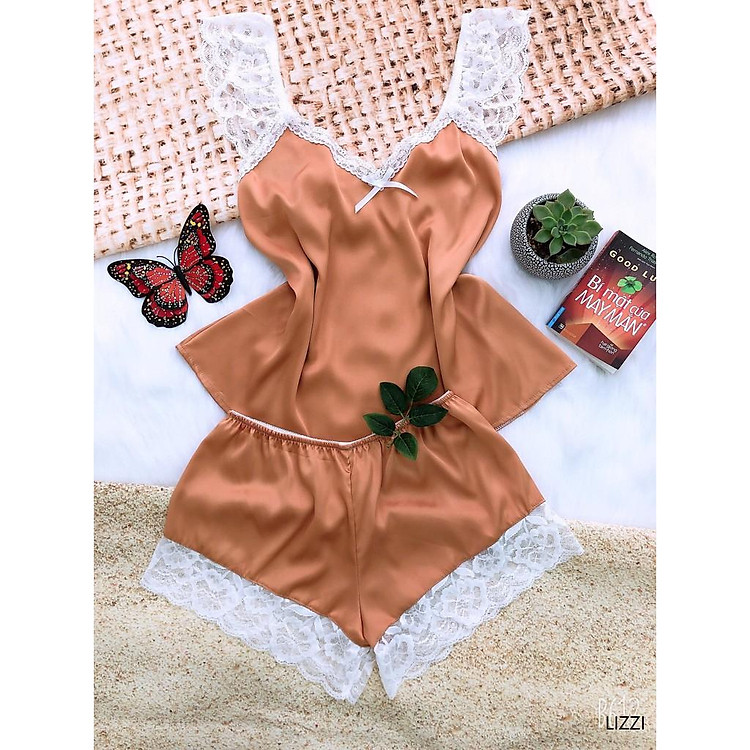 Bộ đồ ngủ lụa cao cấp Lizzi dress - đồ ngủ lụa sexy - đầm ngủ thiết kế - sleepwear - pijama