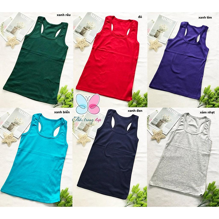 Bộ 03 Áo Thun 3 lỗ freesize từ 40-48kg thun Borip màu trơn Cho Nữ