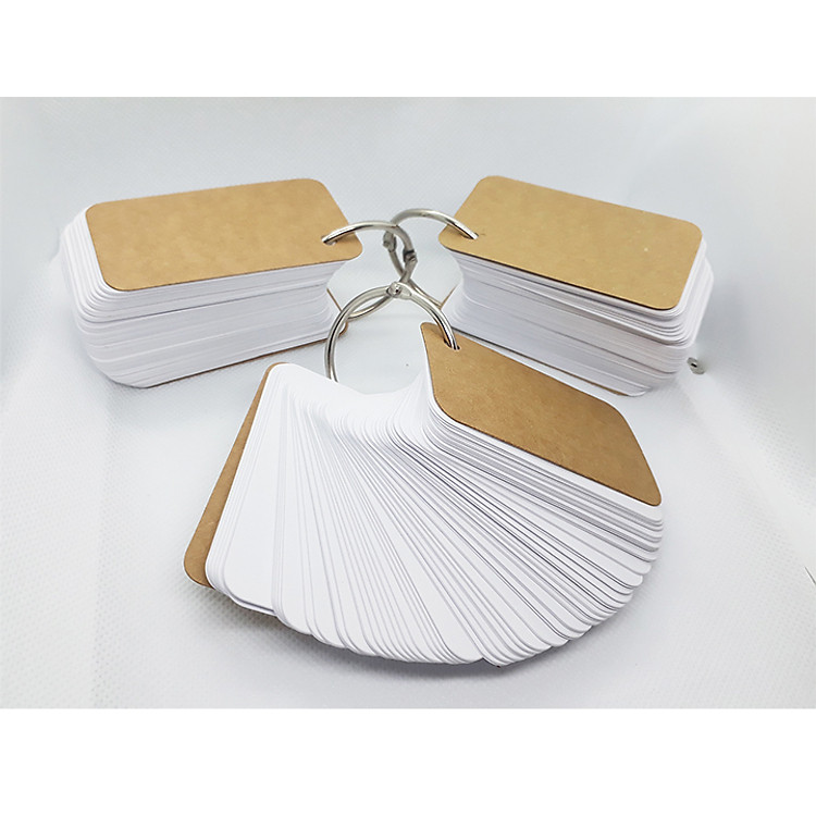 100 TỜ FLASHCARD TRẮNG KÈM KHOEN VÀ BÌA KRAFF DÀY (4.5X 7.5 Cm) ( Flashcard tiếng Nhật)
