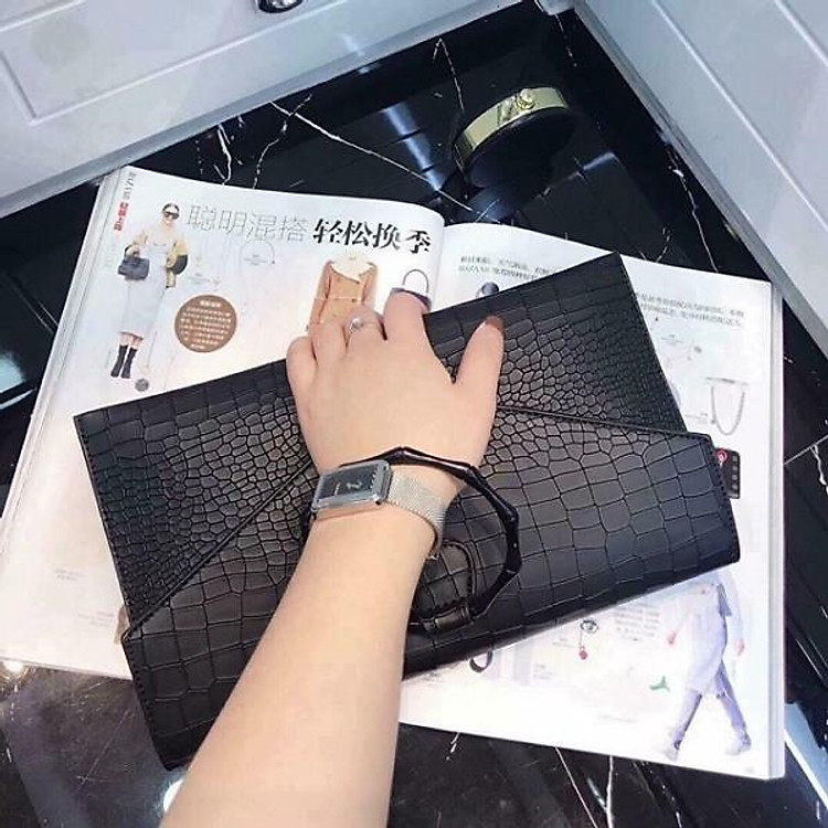 Ví nữ cầm tay bản to quai tròn sang chảnh