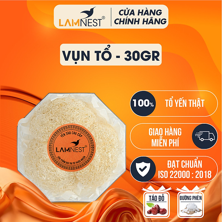 Vụn tổ Yến sào cao cấp Lamnest Yến sào nguyên chất 100% (Tặng táo đỏ, đường phèn)