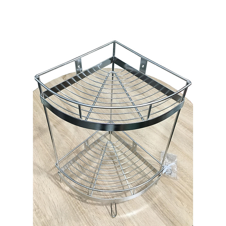 Kệ góc 2 tầng phòng tắm treo tường inox 304