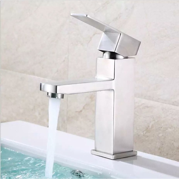 Vòi lavabo nóng lạnh cao 20 cm inox 304, vòi rửa mặt inox 304, 2015