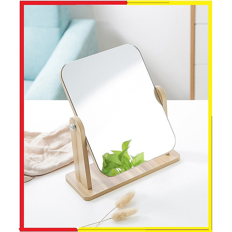 Gương soi trang điểm để bàn cao cấp xoay được 360 độ tiện dụng chất liệu gỗ ép chắc chắn kích thước 17 x 22 cm - Gương gỗ để bàn Trang Điểm