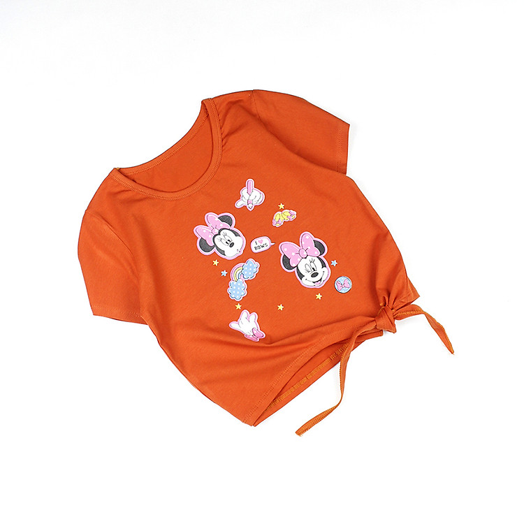 Áo thun croptop in MICKEY thắt nơ cho bé gái từ 25 đến 35 kg 04821-04824