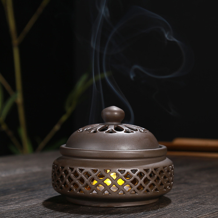 Lư Đốt Trầm Hương Cao Cấp Bằng Gốm Có Đèn LED L07