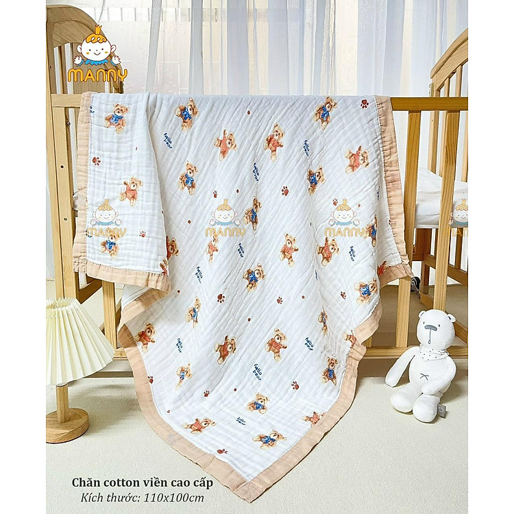 Khăn Xô Đa Năng Viền Màu MANNY Mềm Mại, Thấm Hút Tốt, Dùng Làm Khăn Tắm, Khăn Ủ, Chăn Đắp - KT 100x100cm